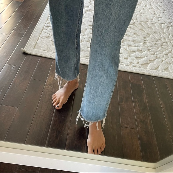 RARE Levi’s 505 crop high rise orange tab jeans size 24 - 25 - Picture 4 of 11